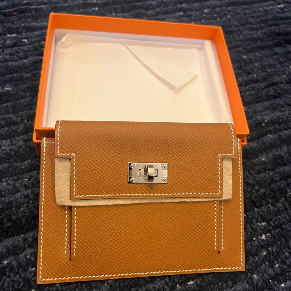 Hermes Kelly pocket wallet Gold with PHW